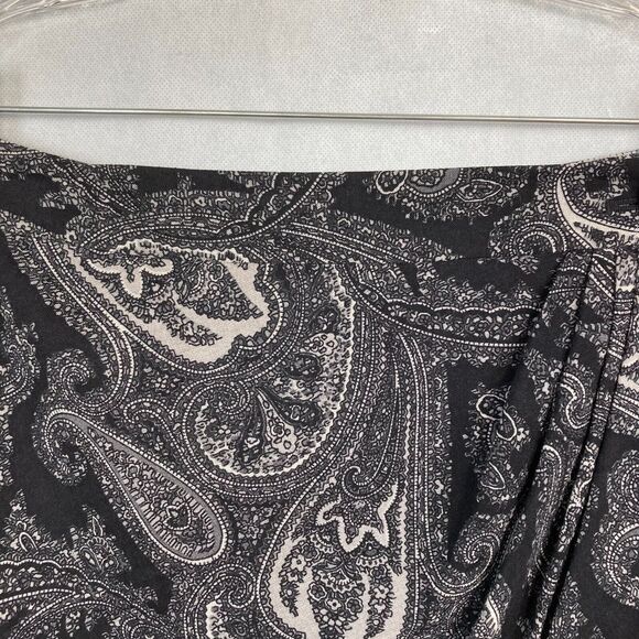 Talbots Skirt Womens Sz 6 Black Gray Paisley Wool Wrap Pencil‎ Lined Button - Picture 2 of 8